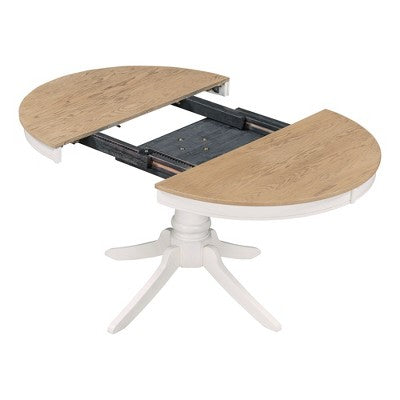 5-Piece Vintage Wood Extendable Dining Table Sets with 4 Upholstered Dining Chairs - ModernLuxe