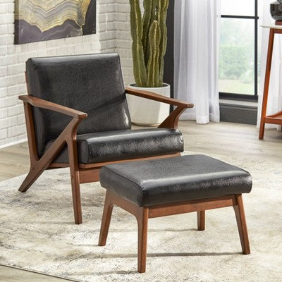 2pc Bianca Mid-Century Modern Armchair and Ottoman Set - Buylateral