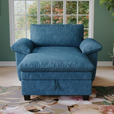 GDFStudio Kennan Modern 51 Chenille Upholstered Oversize Chair and Storage Ottoman Set