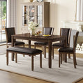 GDFStudio Maeve Rustic 6 Piece Rubberwood Upholstered Dining Set