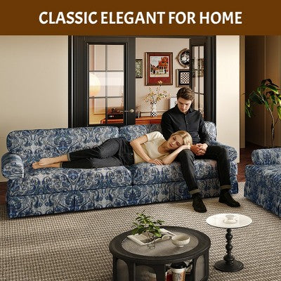 GDFStudio Belmont Mid-Century Modern Sofa Set with Rolled Arms and Pleated Skirt Design