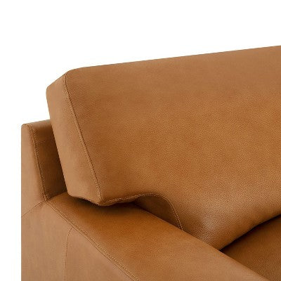 Home Imports Emporium Genuine Leather Living Room Set  Sofa Sets with Goose Feather Cushions and Mid-Century Modern Design