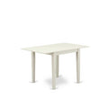 HomeStock 3-Pc Linen White Finish Rectangular Solid Wood Top with Dropleaf Dining Table Set