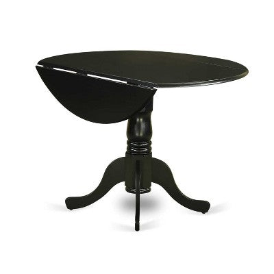 3-Piece Black Finish Solid Wood Top-Round Upholstered Dining Room Set -Seats 4