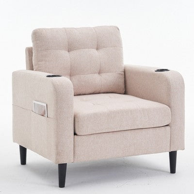 GDFStudio Brooke Modern Upholstered Tufted Armchair and Storage Ottoman Set