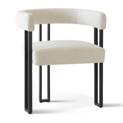 7-Piece Round Dining Table Set with 6 Upholstered Chenille Chairs, 52 Modern Pedestal Table with Metal Leg Dining Chairs for Kitchen-Panipeachy