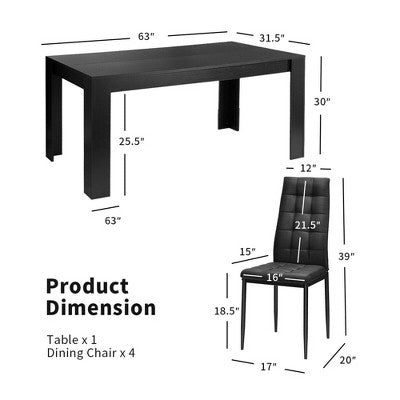 Costway 9pcs Dining Set Wood Table and 8 Fabric Chairs Home Kitchen Modern