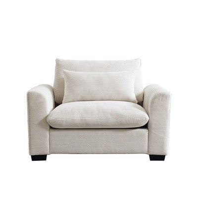 Modern Corduroy Upholstered Accent Chair Armchair with Storage Ottoman, Comfortable Lounge Chair for Living Room or Bedroom - HABITRIO