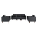 Flash Furniture HERCULES Artemis 3 Piece Upholstered Reception Set, 8 AC Outlets/4 USB/4 USB-C Ports and Wood Walnut Legs with Adjustable Floor Glides