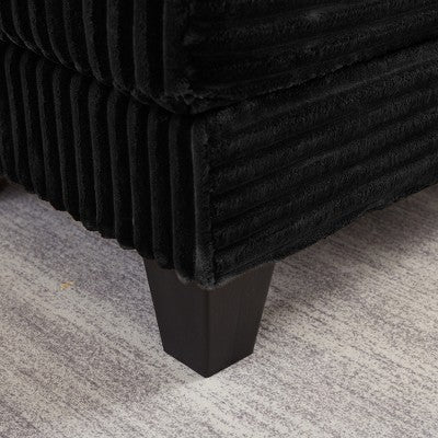 GDFStudio Siesta 42 Modern Corduroy Chair with Ottoman and Hidden Swivel Table