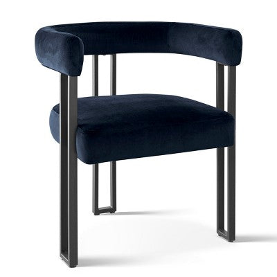 7-Piece Dining Table Set with Velvet Chairs, Modern Oval Black Table & Upholstered Armchairs with Metal Legs for Dining Room-Panipeachy