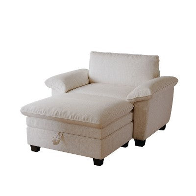 GDFStudio Kennan Modern 51 Chenille Upholstered Oversize Chair and Storage Ottoman Set