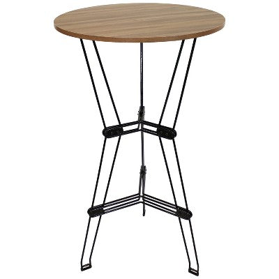 Sunnydaze 3-Piece Indoor Furniture Steel Wire Bar Set with Faux Woodgrain Tabletop - Brown - 3 pc