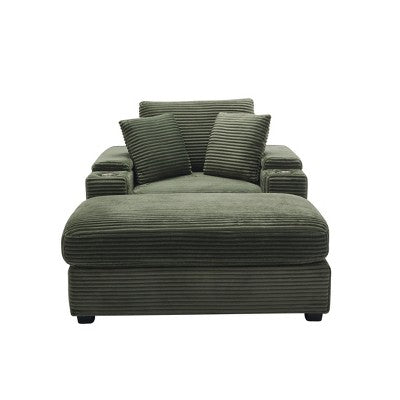 GDFStudio Ulen Modern Corduroy Upholstered Storage Chair with Ottoman and Detachable Cushions
