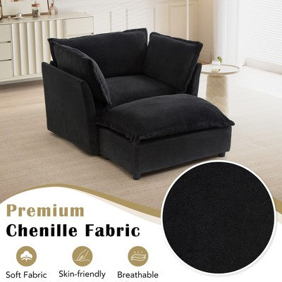 GDFStudio Becky Modern 47 Armchair Sofa with Movable Ottoman