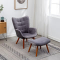 Modern Tufted Accent Chair with Ottoman, Upholstered Wingback Arm Chair for Living Room, Reading Chair for Bedroom or Apartment-Panipeachy