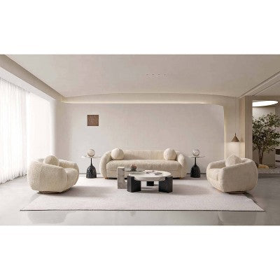 Manhattan Comfort 3pc Tribeca Chenille Upholstered 85.8 Sofa and 2 Accent Chairs
