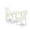 HomeStock 3-Piece Linen White Finish Rectangular Solid Wood Top with Butterfly Leaf Dining Table Set