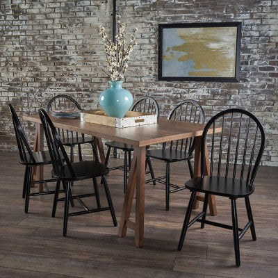 Christopher Knight Home Ansley 7 Pieces Farmhouse Rubber Wood Dining Set