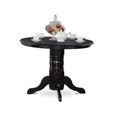 HomeStock 3-Piece Round Black Finish Solid Wood Top Dining Table with 2 Chairs