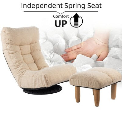 GDFStudio Sharp Swivel Floor Chair, Adjustable Upholstered Reclining with Ottoman