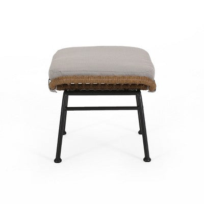 GDFStudio Izidro Indoor Boho Modern Wicker 4 Piece Club Chair and Ottoman Set