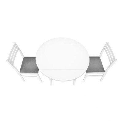 Homy Casa 3-Piece Drop-Leaf Dining Table Set with 2 Chairs  Space-Saving Kitchen Furniture