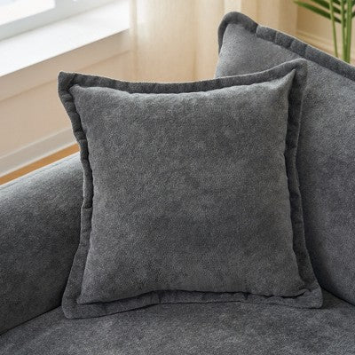 GDFStudio Jorah Modular 2 Piece Chenille Upholstered Sofa Set with 3 Pillows and Storage Pockets