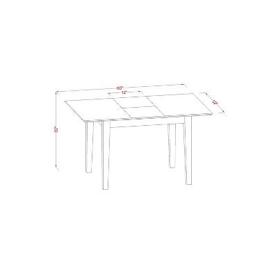 Contemporary 5 Piece Dining Set - Kitchen Table w/ Leaf & 2 Faux Leather Chairs, 2 Benches - 32x60 Inch