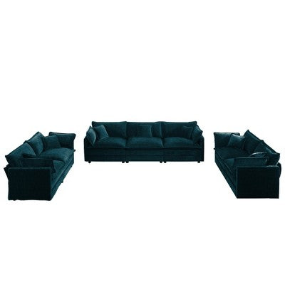 GDFStudio Kelsen Mid-century Modern 3 Piece Chenille Upholstered Sofa Set with Pillows