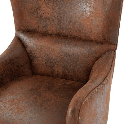 Vintage Accent Chair High-back Armchair Upholstered Lounge Chair Cozy Reading Chair with Ottoman, Classic Tufted & Nailhead Trim, Brown - ModernLuxe