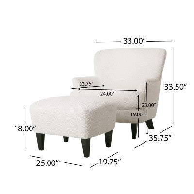 Christopher Knight Home Gerald Contemporary Boucle Upholstered Club Chair and Ottoman Set