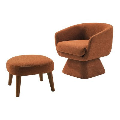 Modern Swivel Accent Chair and Ottoman Set, Fabric Upholstered Swivel Side Chair for Living Room, Bedroom, Apartment, or Reading Nook-Panipeachy