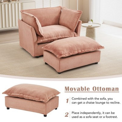 GDFStudio Becky Modern 47 Armchair Sofa with Movable Ottoman