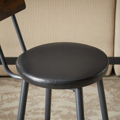 Industrial 4PCS Long Bar Table Set with 3 PU Upholstered Bar Stools, 4L -ModernLuxe