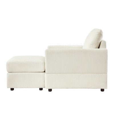 GDFStudio Warner Corduroy 32W Upholstered Accent Chair with Ottoman
