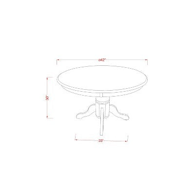 HomeStock 3-Piece Round Black Finish Solid Wood Top Dining Table with 2 Chairs