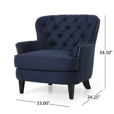 GDFStudio Jaxen Contemporary Fabric Tufted Club Chair and Ottoman Set
