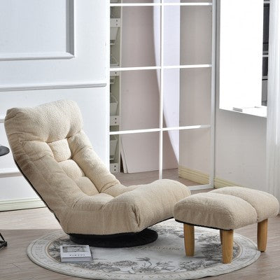 GDFStudio Sharp Swivel Floor Chair, Adjustable Upholstered Reclining with Ottoman