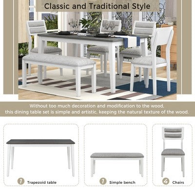 GDFStudio Monica 6 Piece Dining Set with Table and Upholstered Chairs