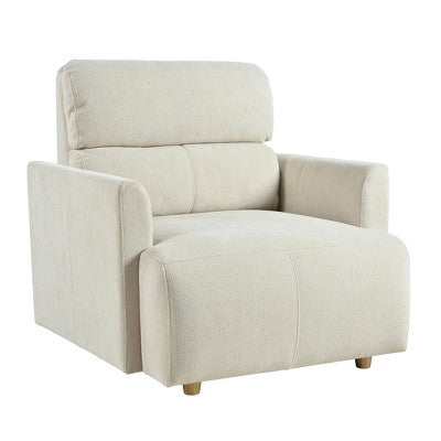 ModernLuxe Upholstered Chaise Lounge with Storage Ottoman, Wide Accent Chair Armchair Lazy Single Sofa Reading Couch Chair, Gray/Beige