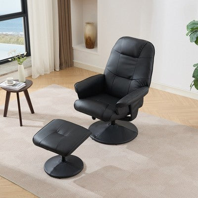 GDFStudio Hegseth Faux Leather Upholstered Massage Recliner Chair with Ottoman