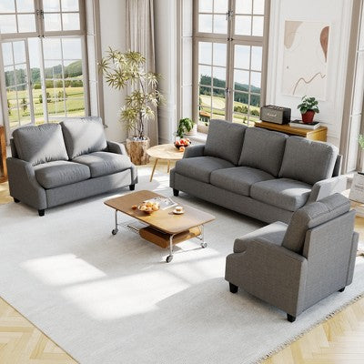 GDFStudio Cordoba Modern 3 Piece Upholstered Sofa Set with Nailhead Trim