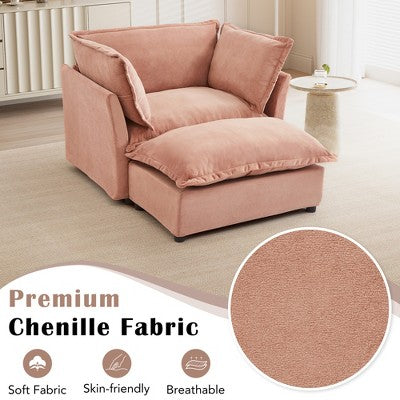 GDFStudio Becky Modern 47 Armchair Sofa with Movable Ottoman