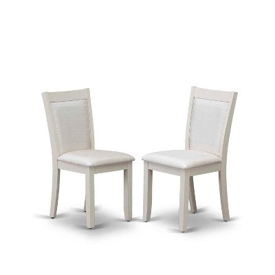 HomeStock 5-Piece Wire Brushed Linen White Finish Solid Wood Top Dining Table with 4 Upholstered Chairs