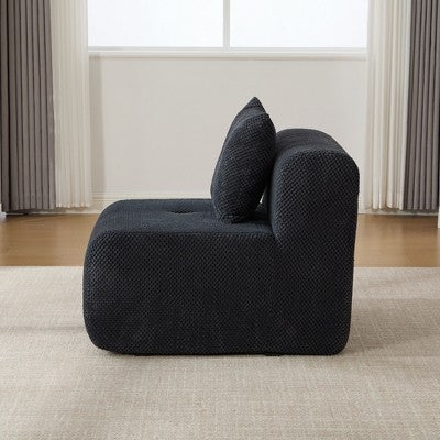 GDFStudio Solen Modern 31 Boneless Upholstered Tufted Accent Chair with Ottoman and Pillow