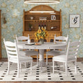 5-Piece Vintage Wood Extendable Dining Table Sets with 4 Upholstered Dining Chairs - ModernLuxe