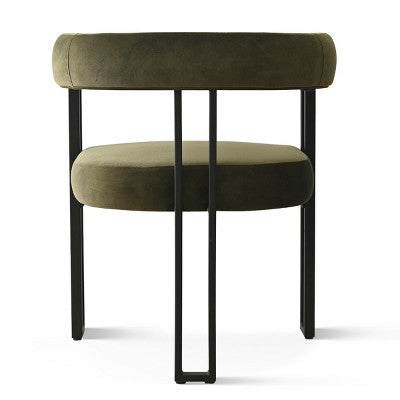 7-Piece Dining Table Set with Velvet Chairs, Modern Oval Black Table & Upholstered Armchairs with Metal Legs for Dining Room-Panipeachy
