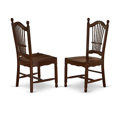 HomeStock Belmont 5Pc Square 36 Dinner Table And Four Wood Seat Kitchen Chairs, Mahogany