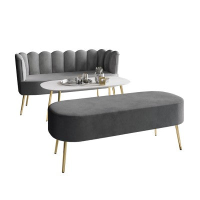 ChaletPosh Velvet Sofa with Bench And Coffee Table